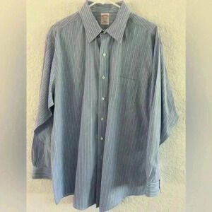 Brooks Brothers button down dress shirt blue/ white /grey 16 1/2-34